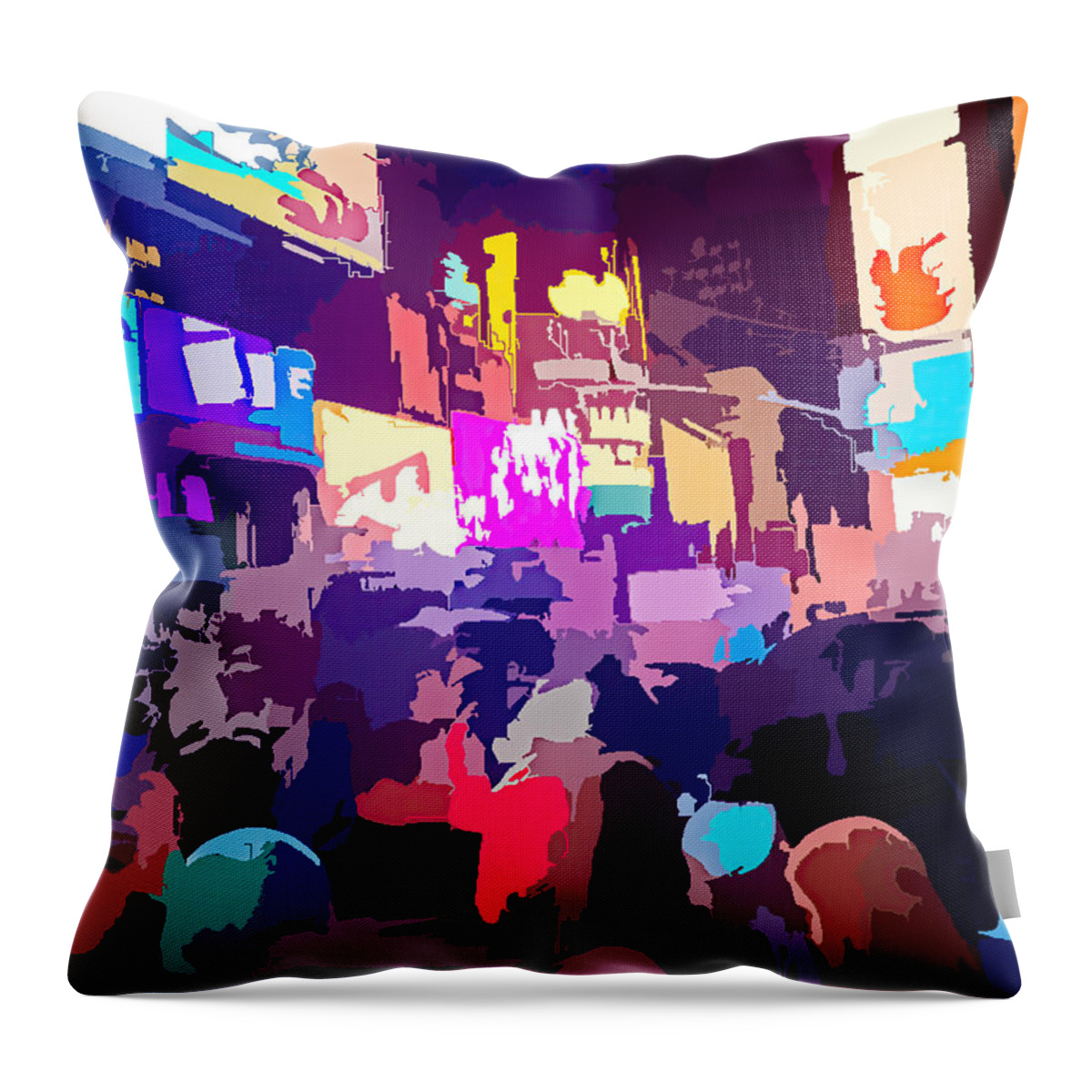 ‘new York’ Throw Pillow featuring the photograph Times Square by Carol Whaley Addassi