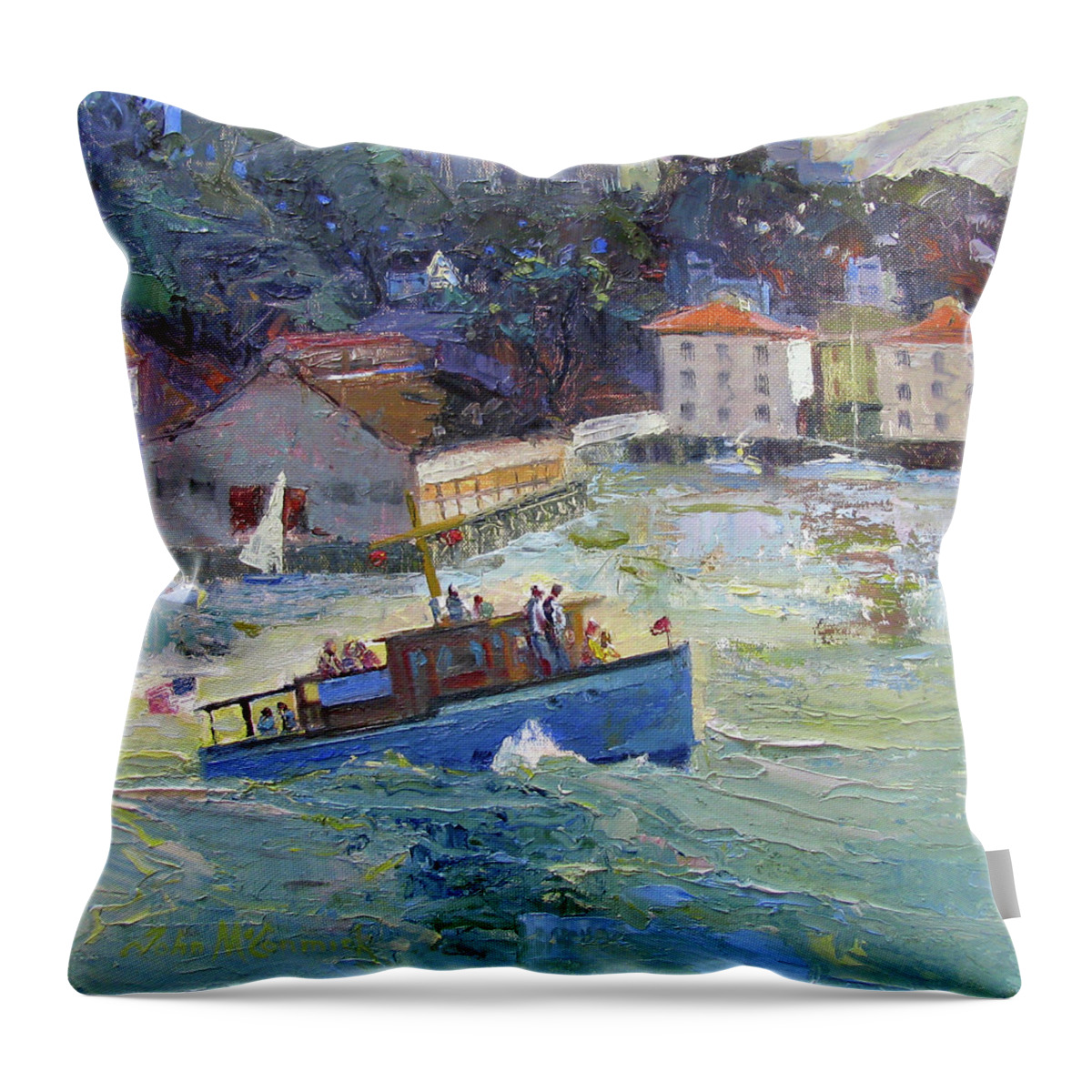 Golden Gate Throw Pillow featuring the painting To the Gate and Back by John McCormick