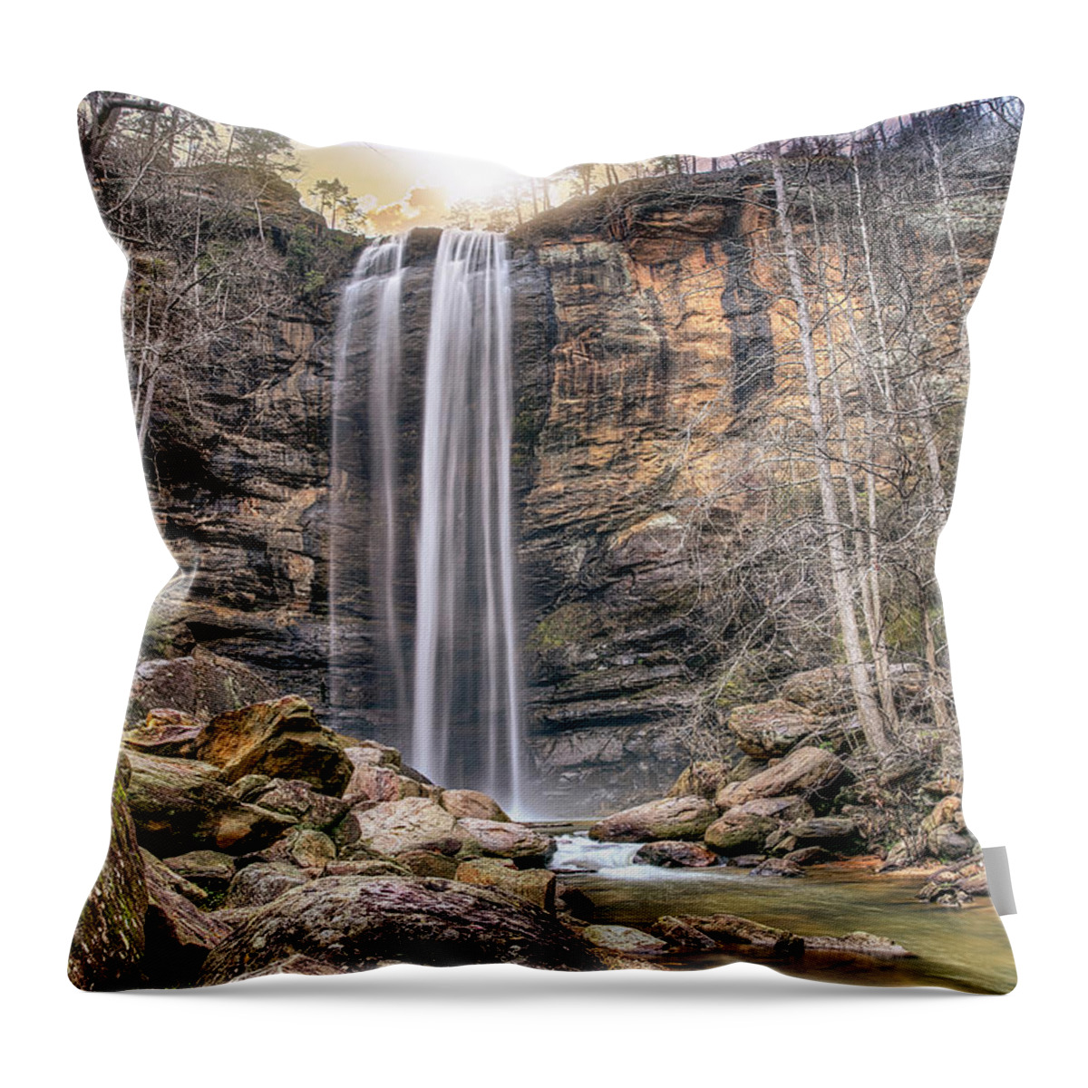 Toccoa Throw Pillow featuring the photograph Toccoa Falls by Anna Rumiantseva