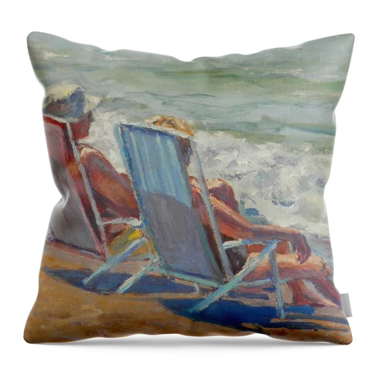 Nature Throw Pillow featuring the painting Toes in the Water by Michael Camp