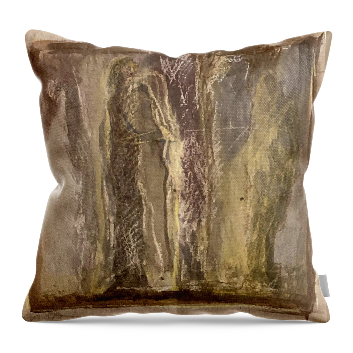 Couple Throw Pillow featuring the painting Together and alone by David Euler