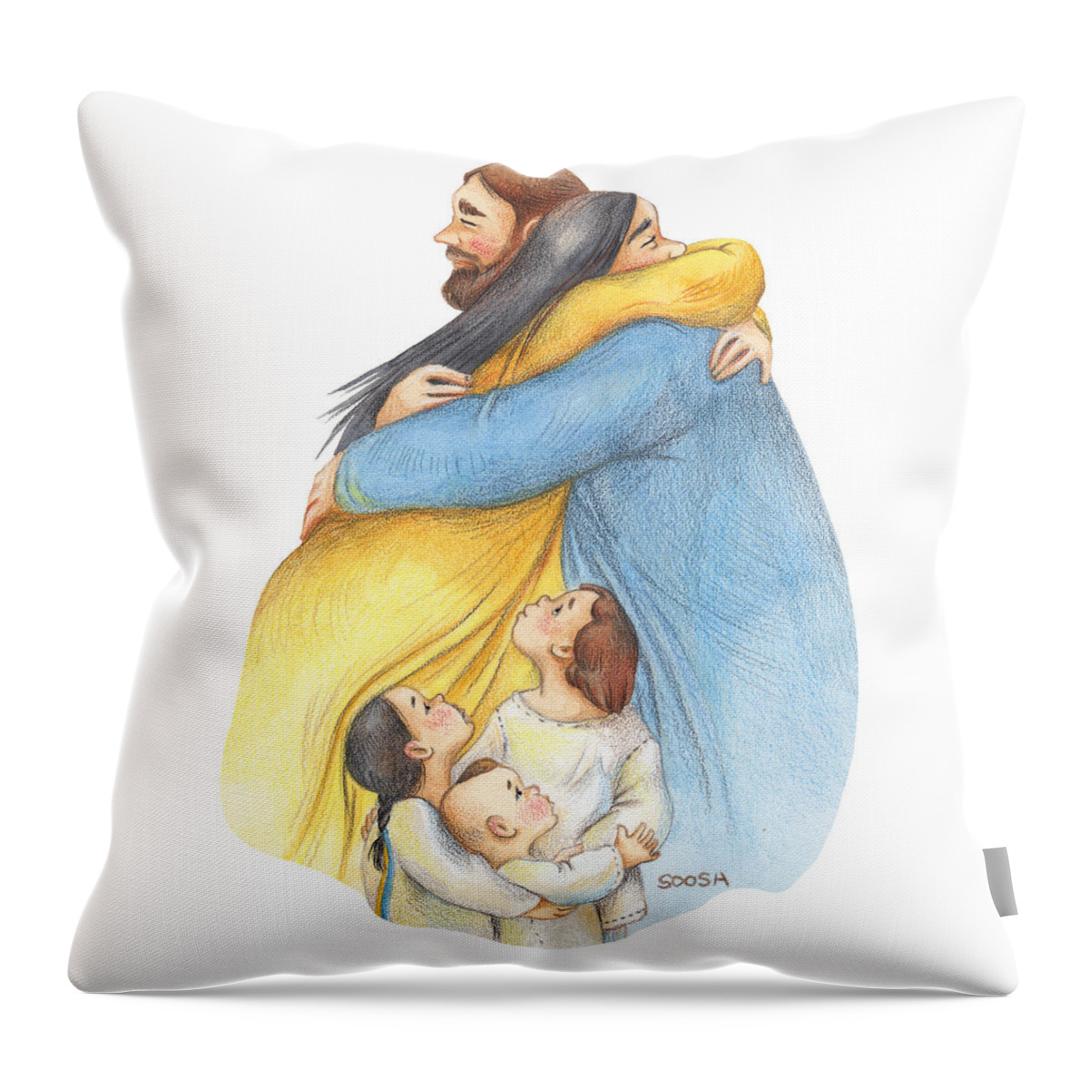 Soosh Throw Pillow featuring the drawing Together by Soosh