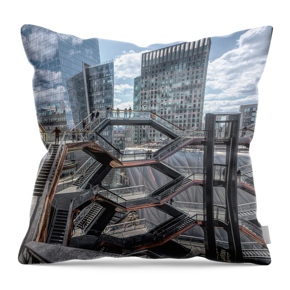 The Vessel Throw Pillow featuring the photograph Top of The Vessel - NYC by Sylvia Goldkranz