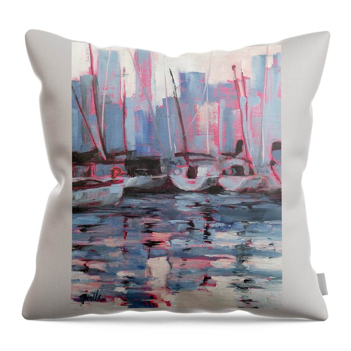 Toronto Harbour Throw Pillow featuring the painting Toronto Harbour by Sheila Romard