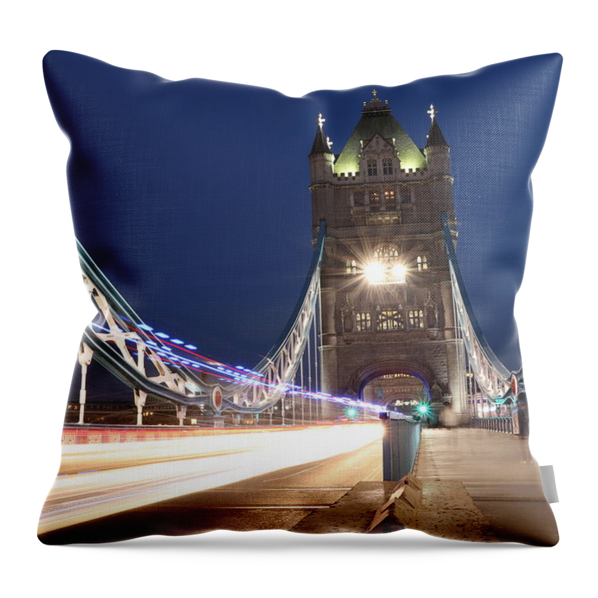 Sky Throw Pillow featuring the photograph Tower bridge in midnight by Vaclav Sonnek