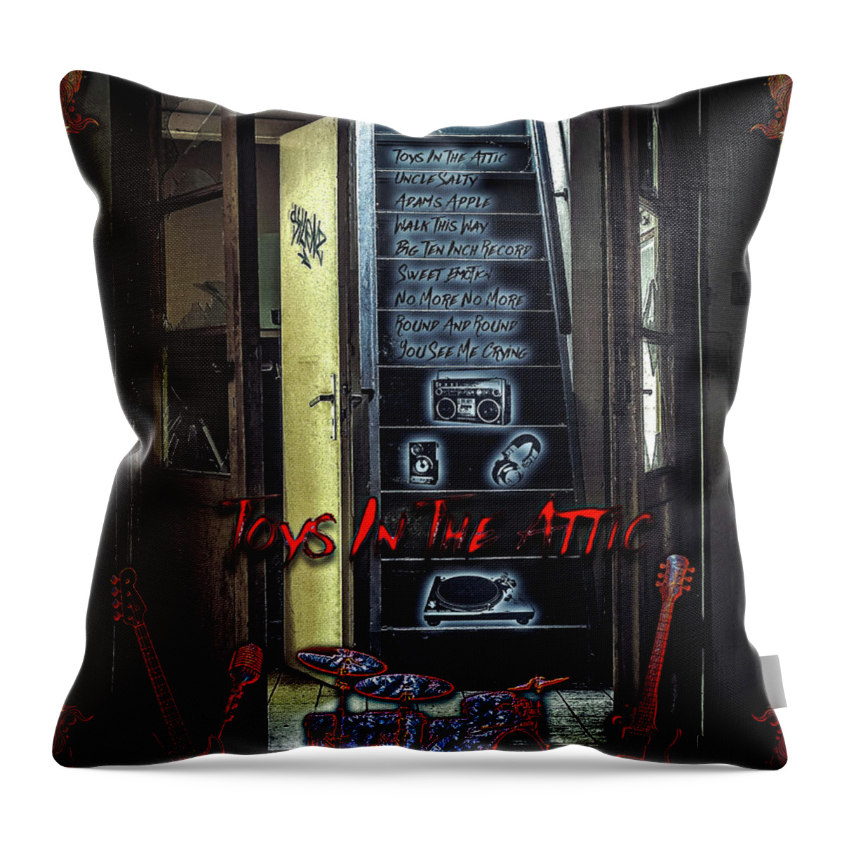 Walk Throw Pillow featuring the digital art Toys In The Attic by Michael Damiani
