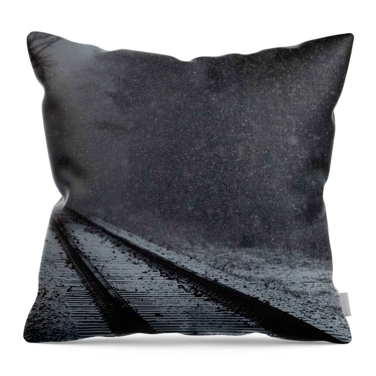 Train Throw Pillow featuring the photograph Tracks in the Snow by Denise Kopko