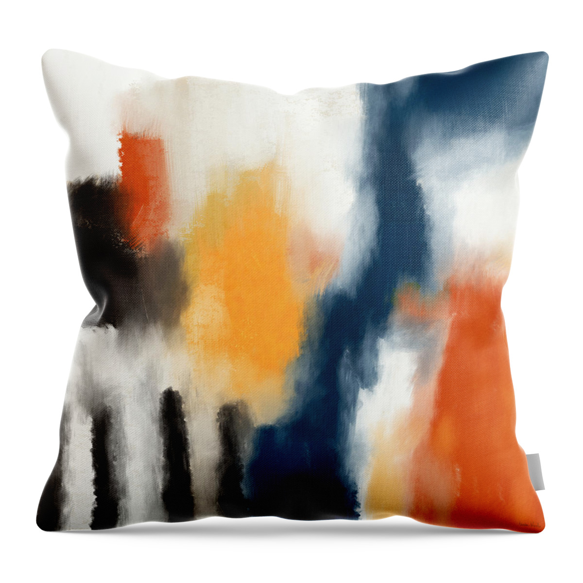 Abstract Throw Pillow featuring the painting Trading Places- Art by Linda Woods by Linda Woods