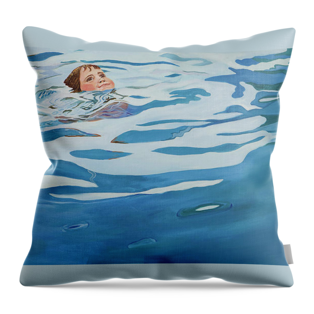 Swimming Pool Throw Pillow featuring the painting Tranquility by Linda Queally