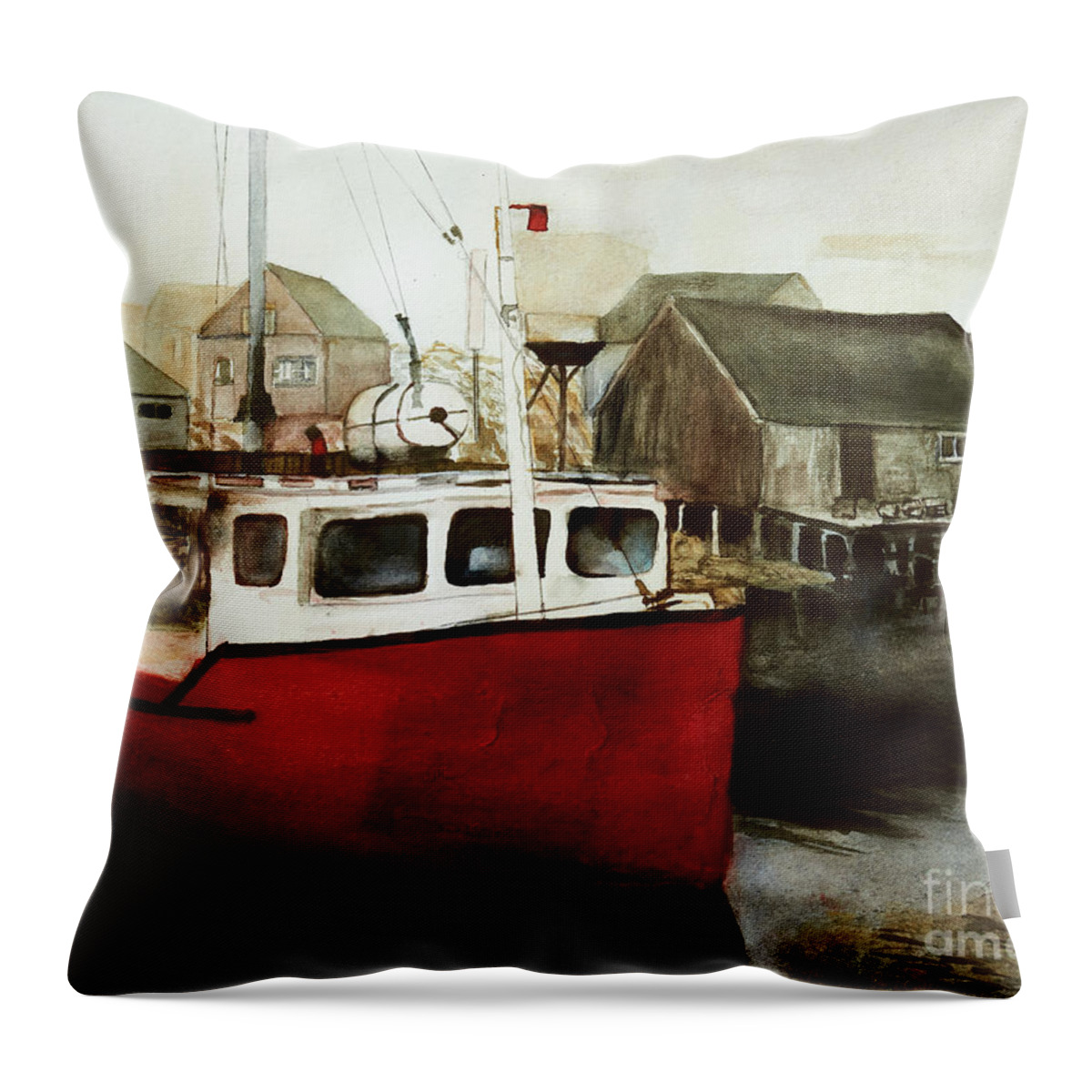 Art - Watercolor Throw Pillow featuring the painting Tranquility - Watercolor Painting by Sher Nasser