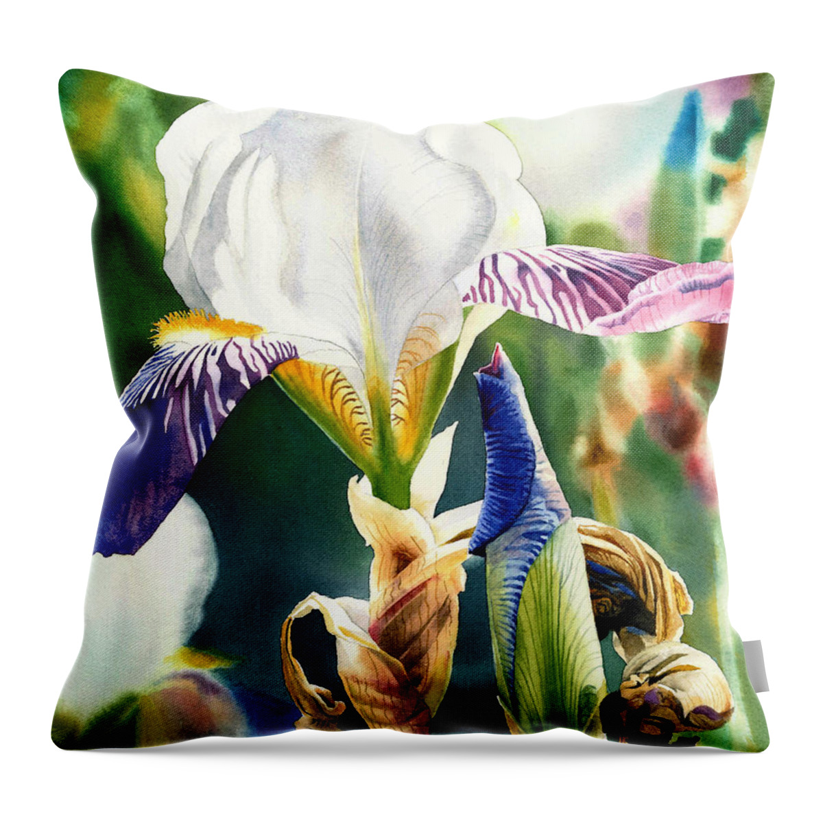 Iris Throw Pillow featuring the painting Translucent Iris by Espero Art