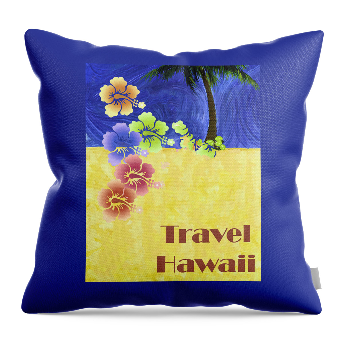 Hawaii Throw Pillow featuring the photograph Travel Hawaii Vintage Poster by Carol Japp