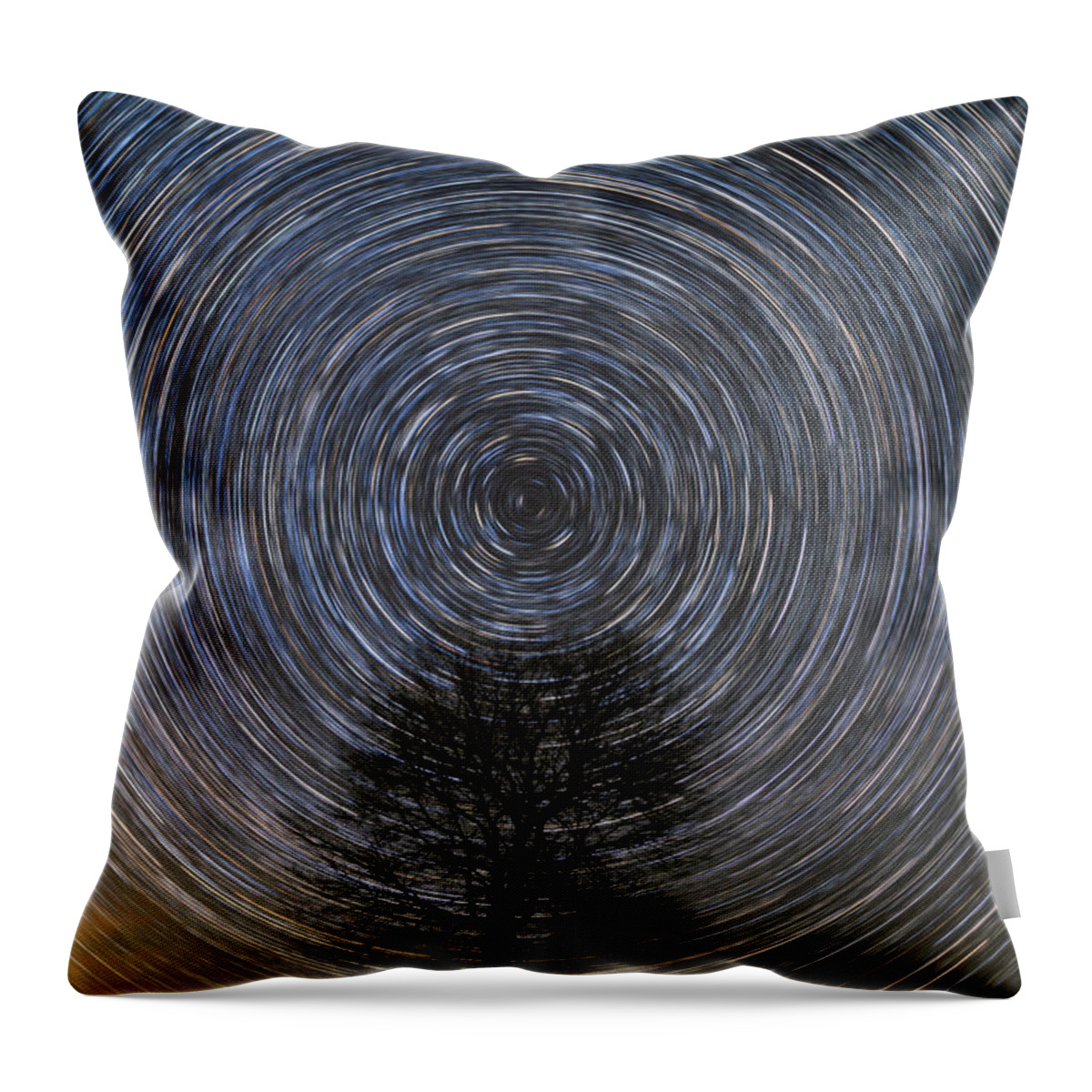 Star Trails Throw Pillow featuring the photograph Tree Topper by Chuck Rasco Photography