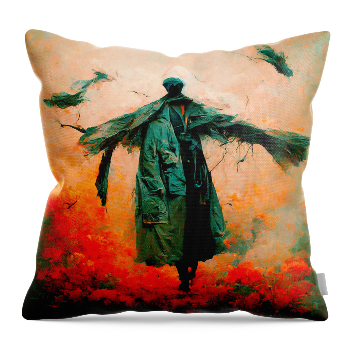 Trenchcoats Throw Pillow featuring the digital art Trenchcoats #2 by Craig Boehman