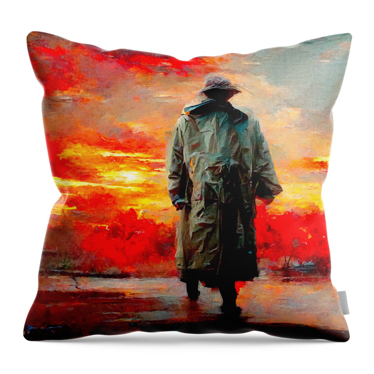 Trenchcoats Throw Pillow featuring the digital art Trenchcoats #6 by Craig Boehman