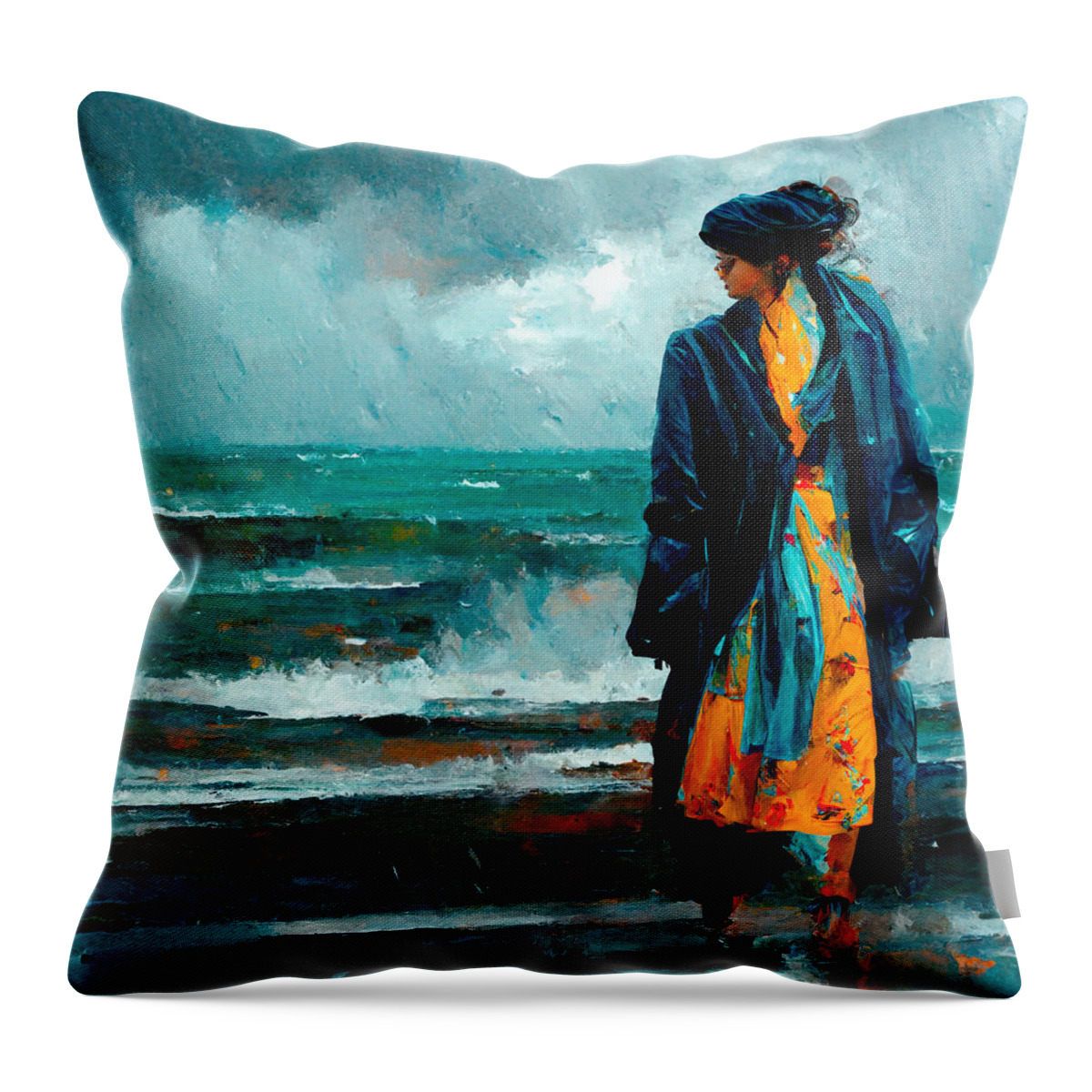 Trenchcoats Throw Pillow featuring the digital art Trenchcoats #7 by Craig Boehman