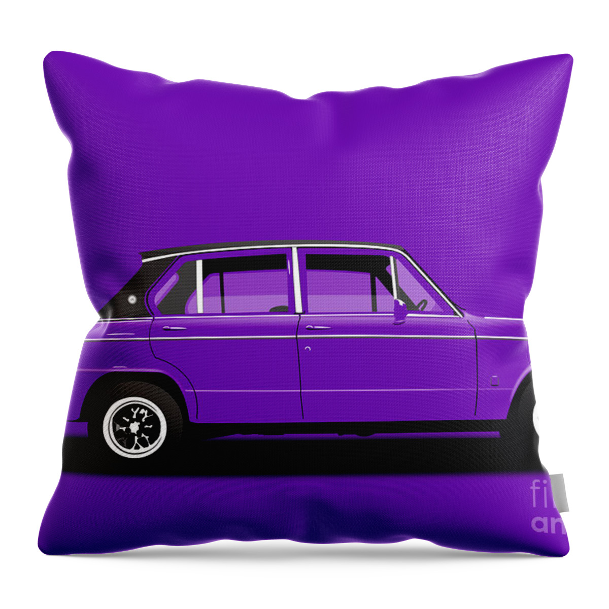 Sports Car Throw Pillow featuring the digital art Triumph Dolomite Sprint. Purple Edition. Customisable to YOUR colour choice. by Moospeed Art