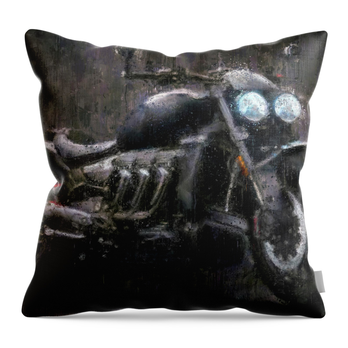 Motorcycle Throw Pillow featuring the painting Triumph Rocket 3 Motorcycle by Vart by Vart Studio