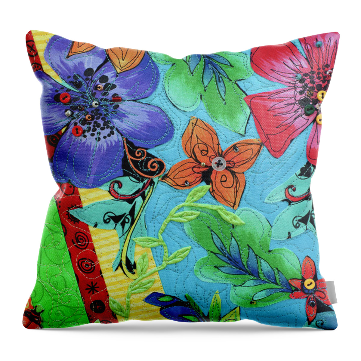 Tropical Breeze2 Throw Pillow featuring the mixed media Tropical Breeze 2 by Vivian Aumond