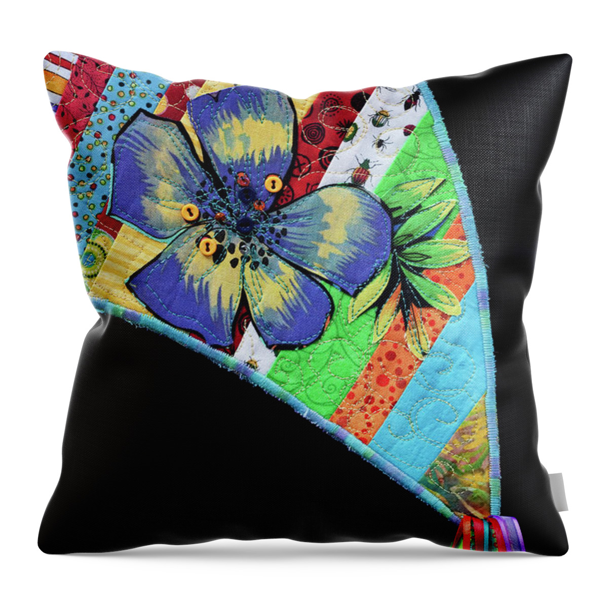 Fiber Art Throw Pillow featuring the mixed media Tropical Breeze 3 by Vivian Aumond