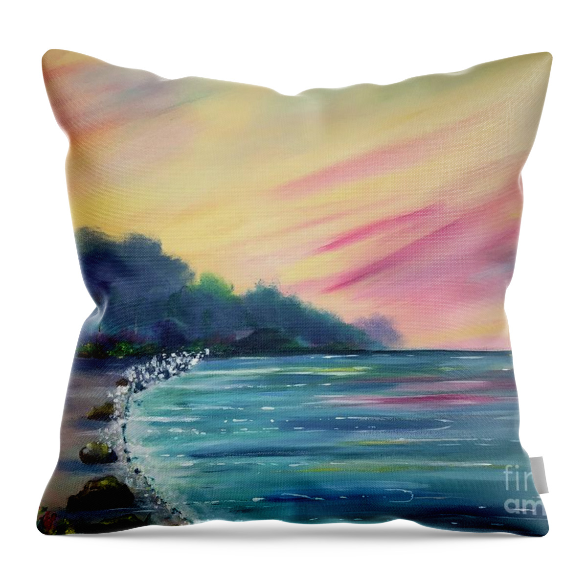 A Print Of An Original Painting “tropical Peace”. Throw Pillow featuring the painting Tropical Peace by Stacey Zimmerman