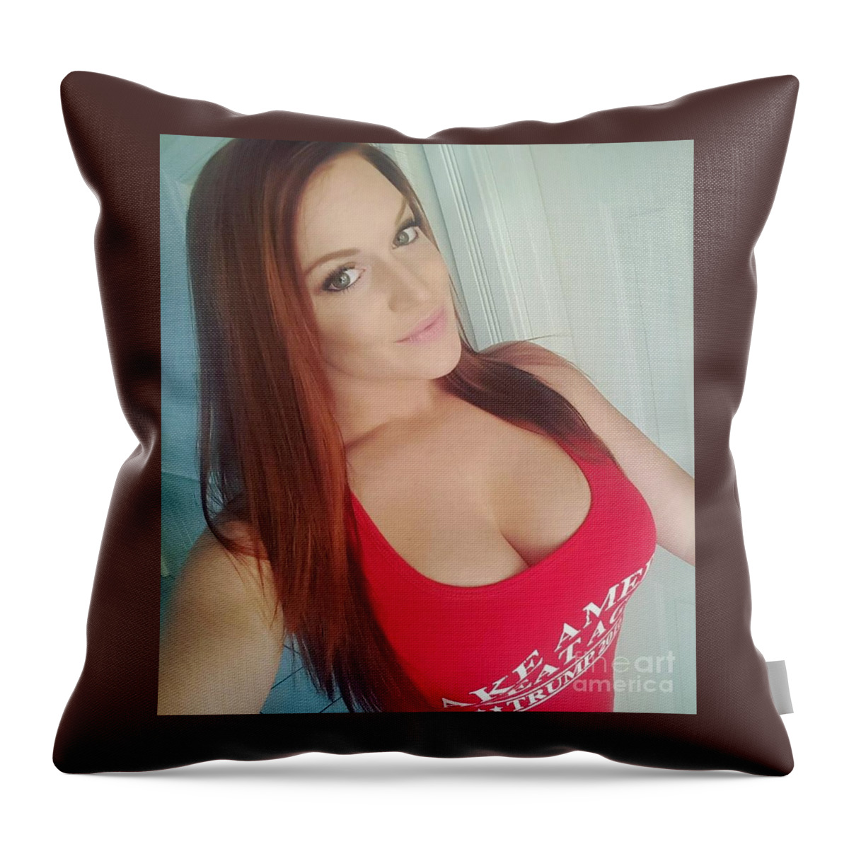 Trump Throw Pillow featuring the photograph Trump Girl 1 by Action