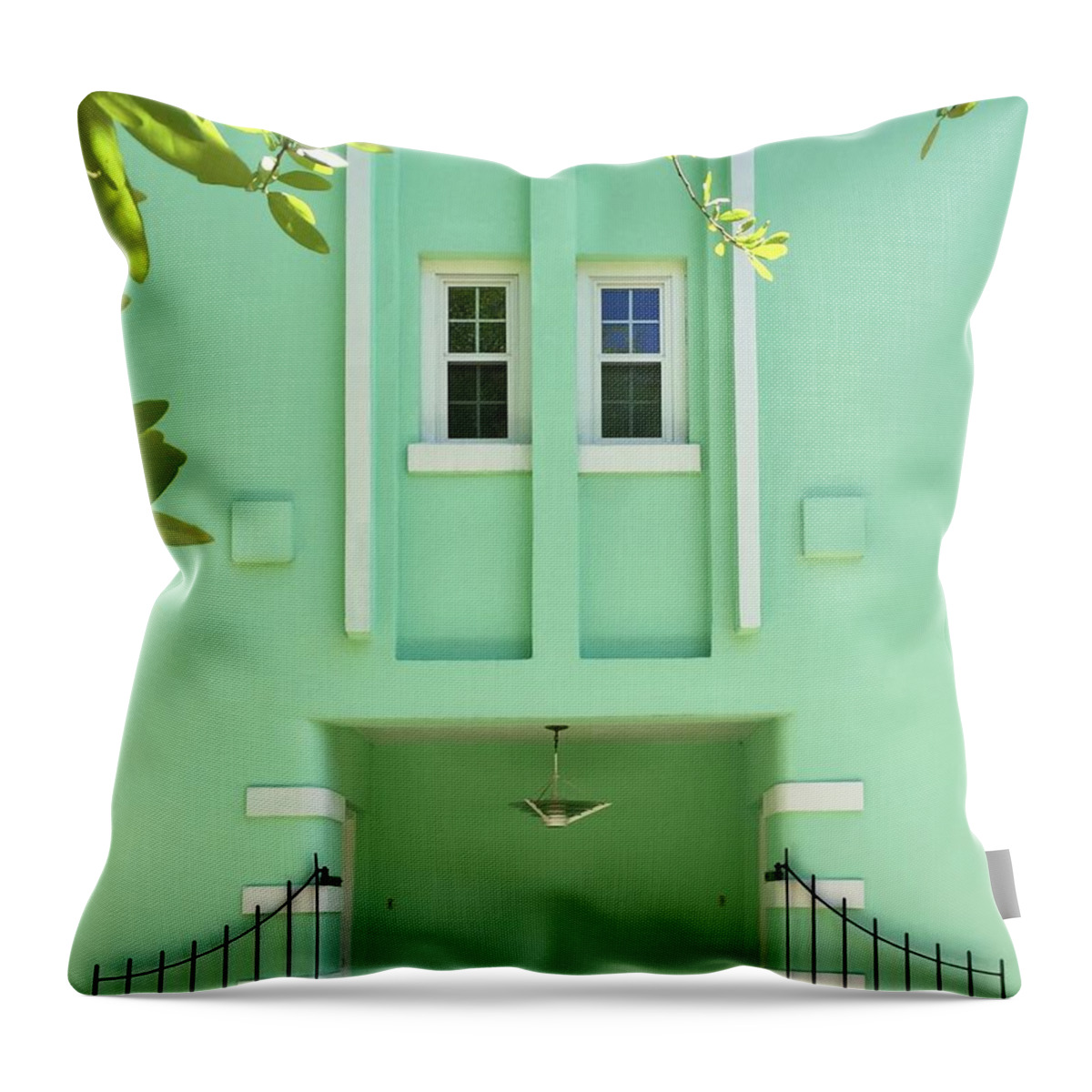 Turquoise House Throw Pillow featuring the photograph Turquoise House by Flavia Westerwelle
