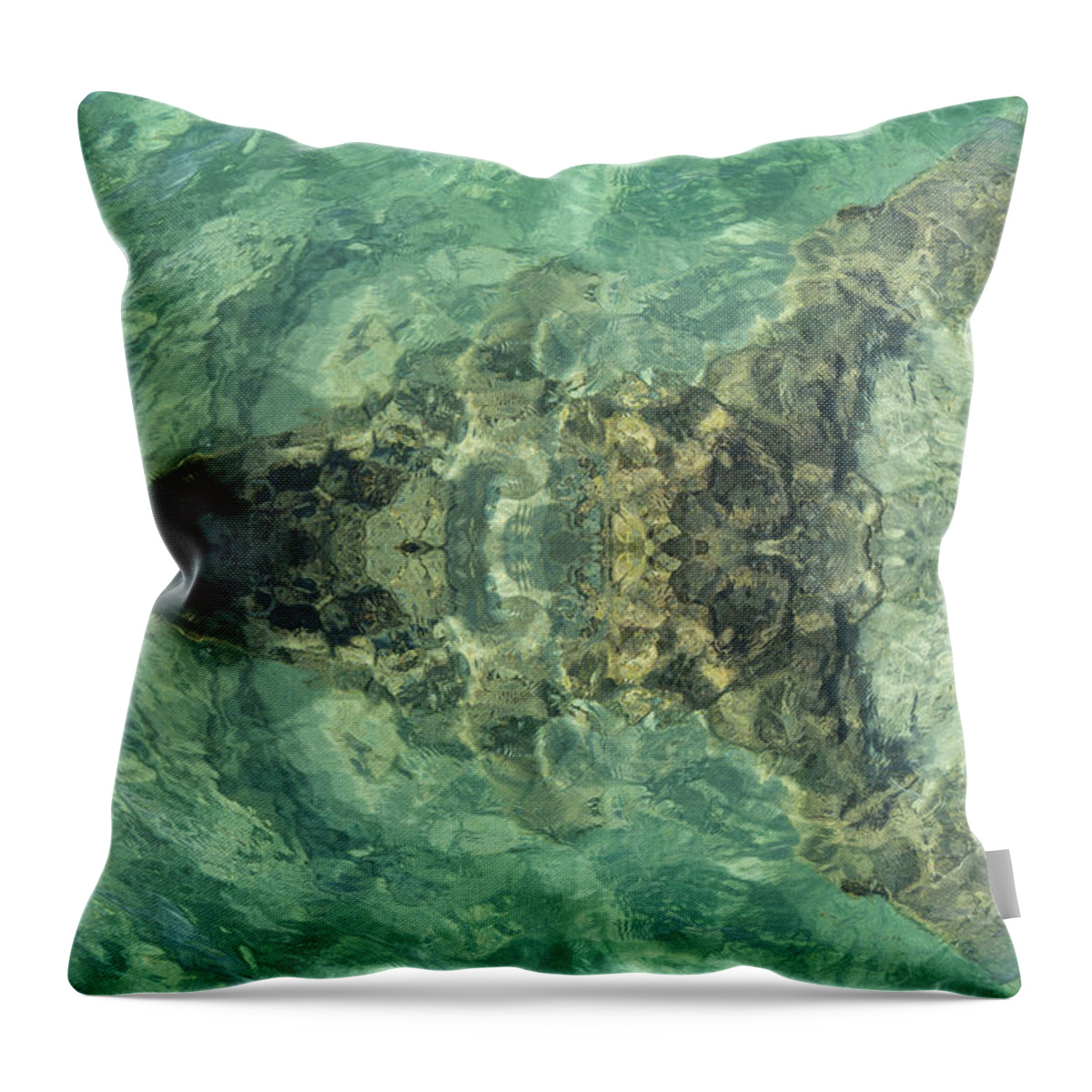 Turquoise Throw Pillow featuring the digital art Turquoise sea water and soft waves by Adriana Mueller