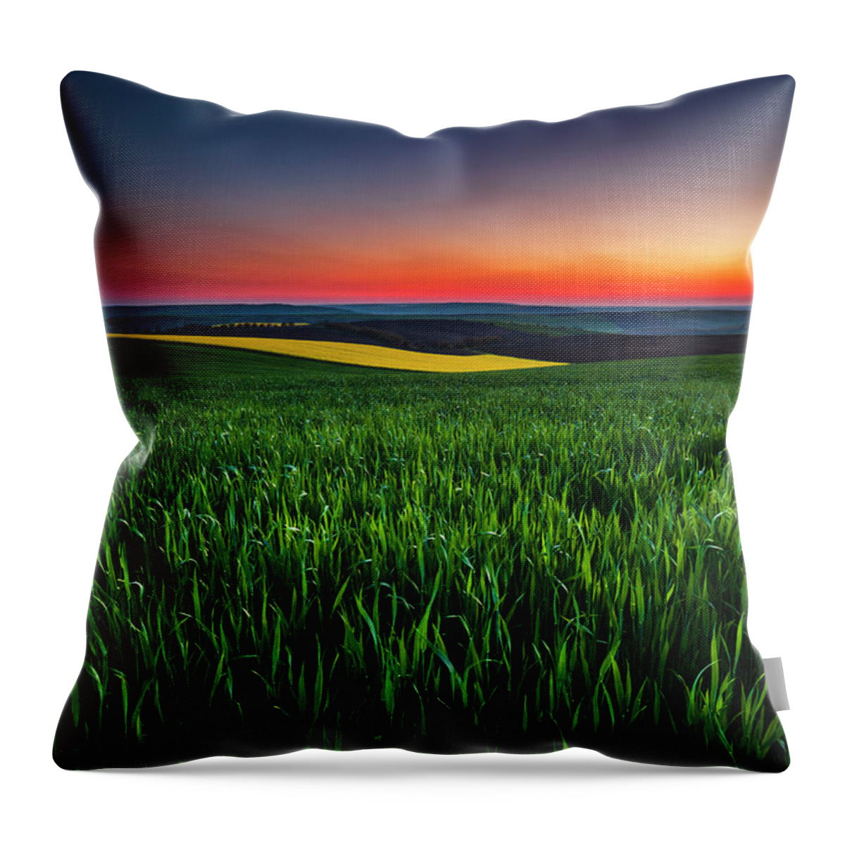 Dusk Throw Pillow featuring the photograph Twilight Fields by Evgeni Dinev