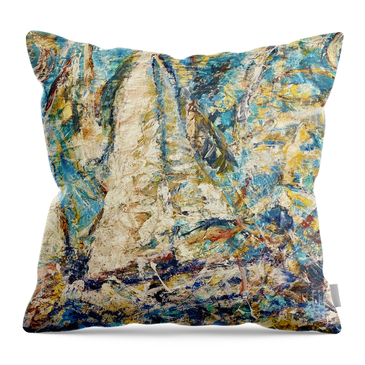 Seascape Throw Pillow featuring the painting Twilight sail II by Fereshteh Stoecklein