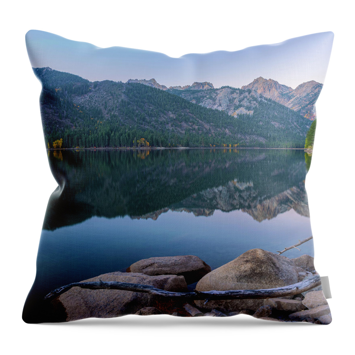 Eastern Sierra Nevada Mountains Throw Pillow featuring the photograph Twin Lake Reflection by Jonathan Nguyen