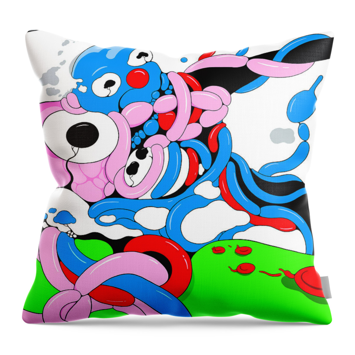 Balloons Throw Pillow featuring the digital art Twisted Circus by Craig Tilley