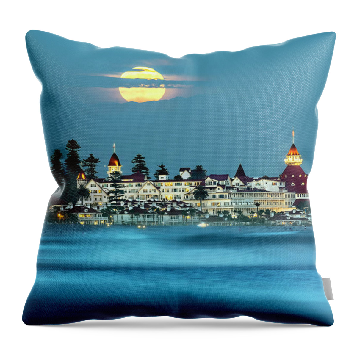 Coronado Ca Throw Pillow featuring the photograph Under the Blue Moon by Dan McGeorge