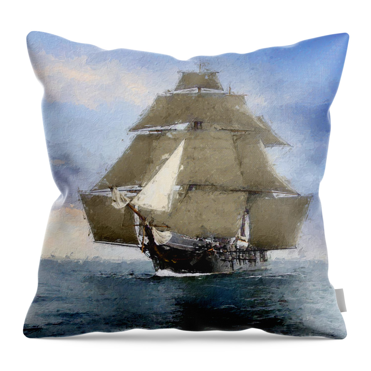 Sailing Ship Throw Pillow featuring the digital art Unfurled by Geir Rosset