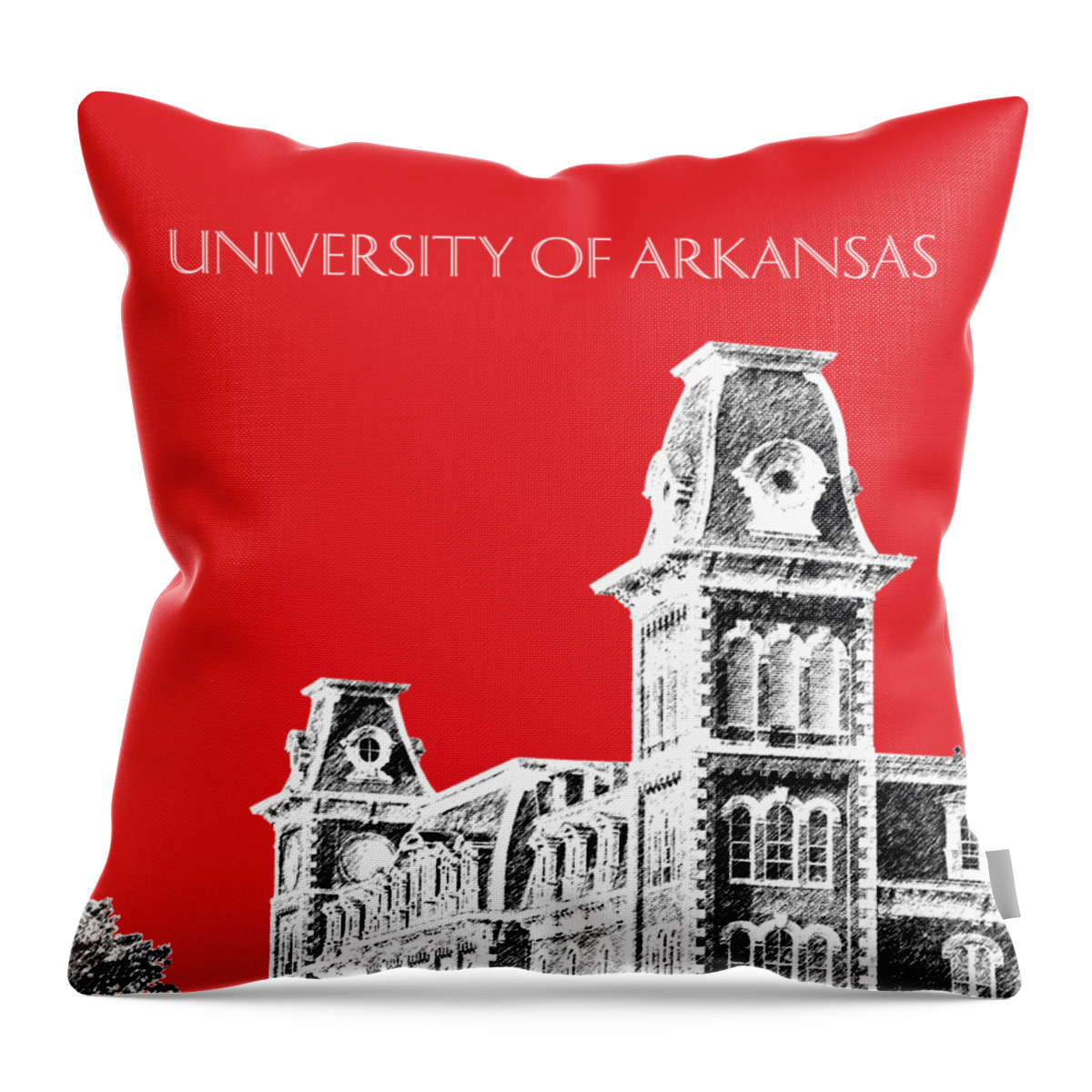 University Throw Pillow featuring the digital art University of Arkansas - Red by DB Artist