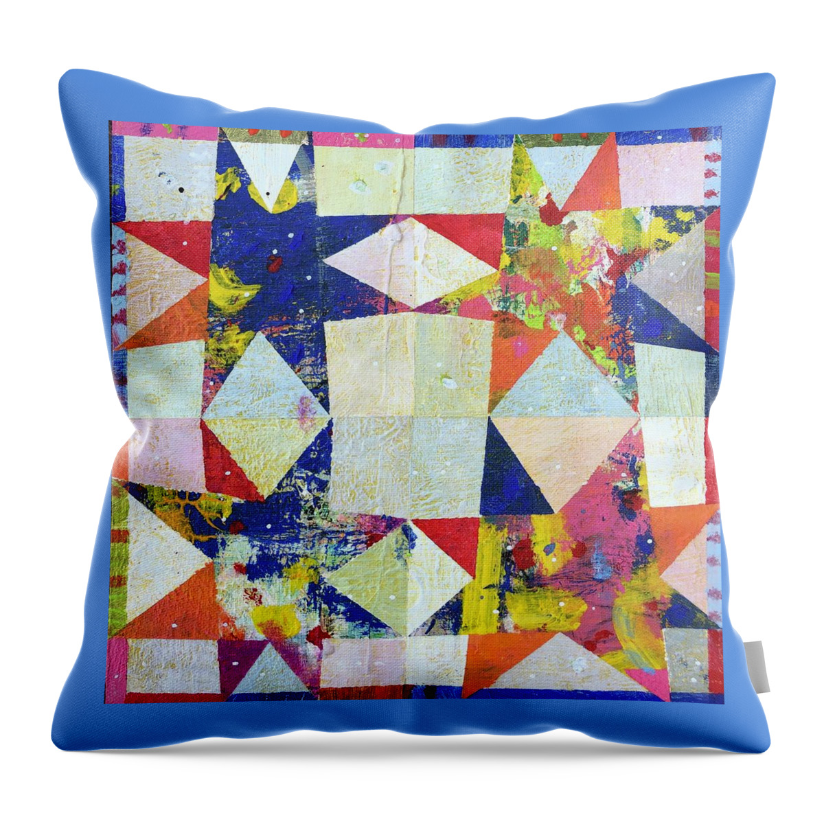 Stars Throw Pillow featuring the painting Uno, Dos, Tres, Cuatro by Cyndie Katz