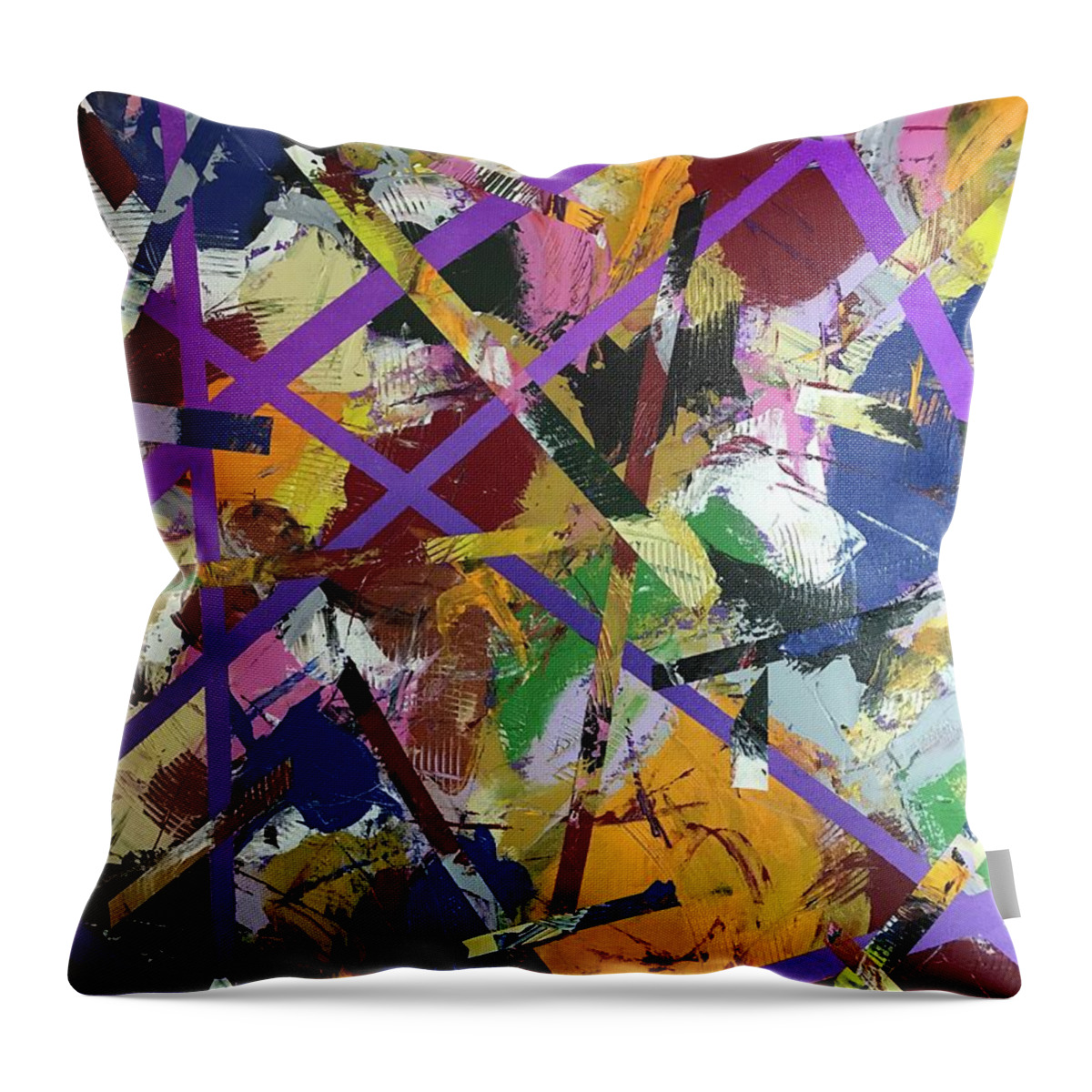 #abstractexpressionism #juliusdewitthannah #untitledseries #acrylicpainting Throw Pillow featuring the painting Untitled #4 by Julius Hannah
