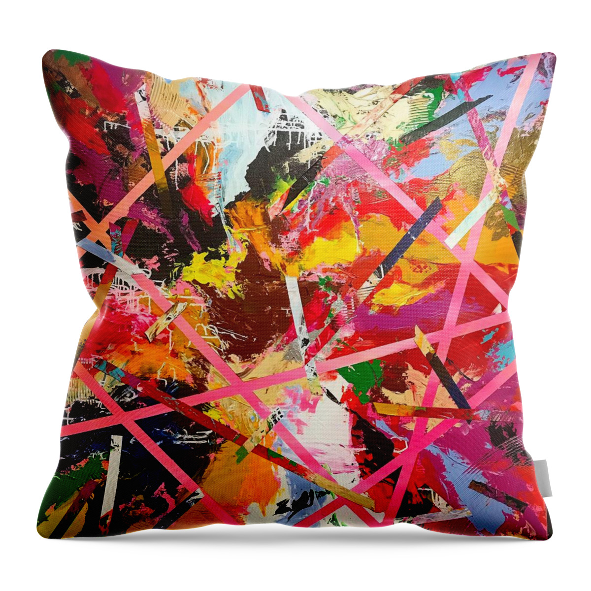 #abstractexpressionism #acrylicpainting #juliusdewitthannah # Throw Pillow featuring the painting Untitled by Julius Hannah