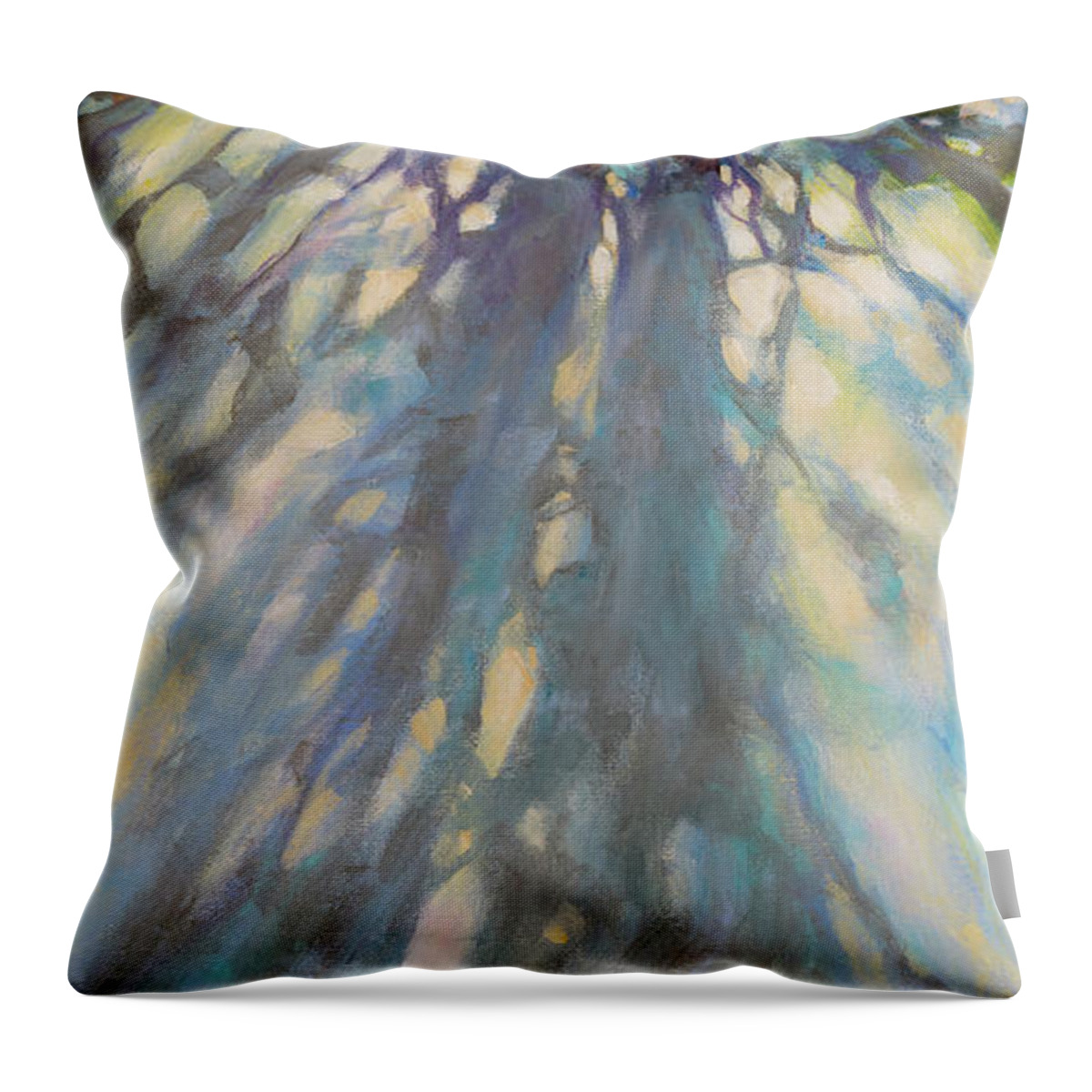 Sunlight On Snow Throw Pillow featuring the painting Uphill by Carol Klingel