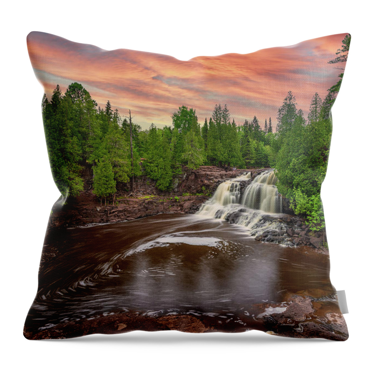 Gooseberry Falls Throw Pillow featuring the photograph Upper Gooseberry Falls by Sebastian Musial