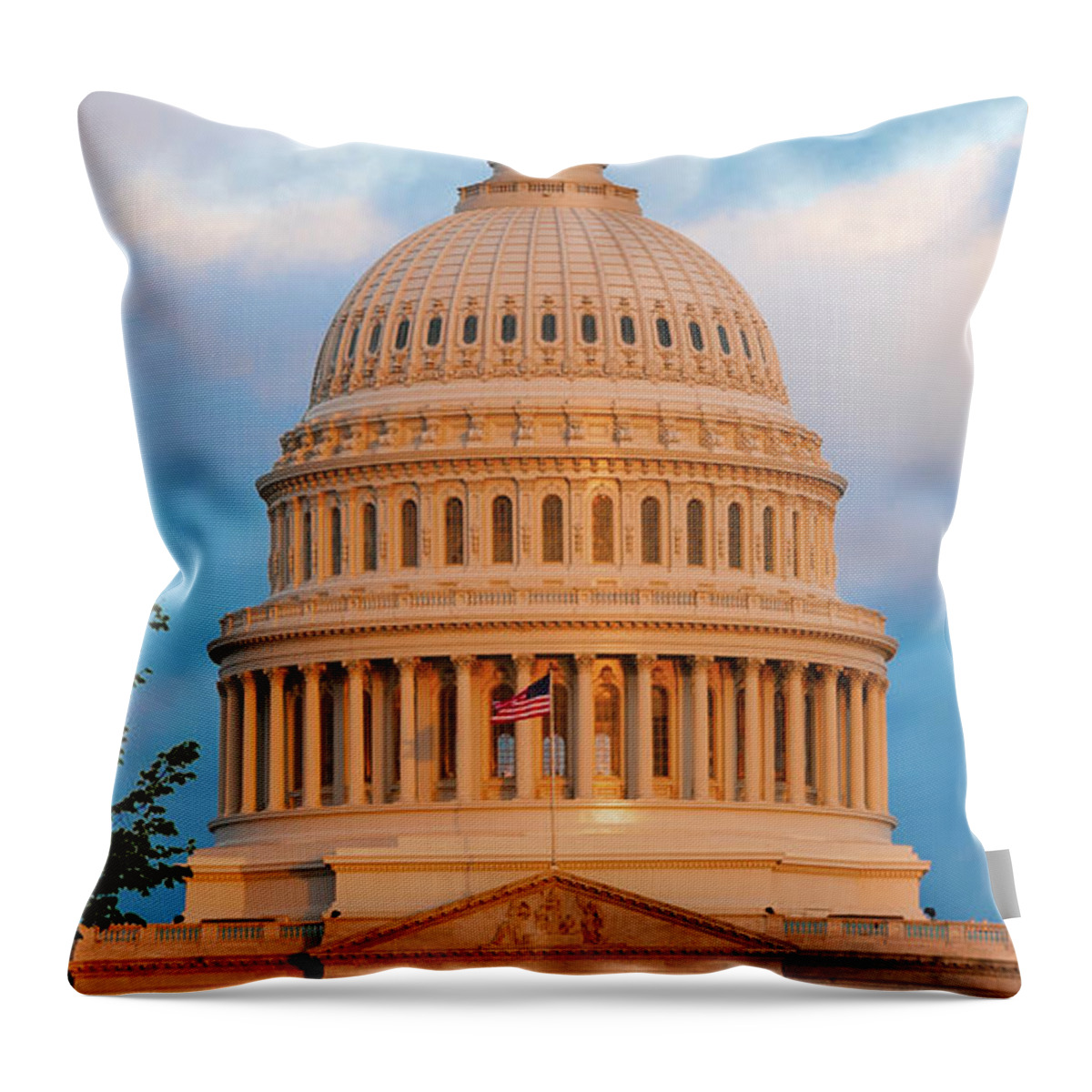 Capital Throw Pillow featuring the photograph US Capital at Sunrise by John Quinn
