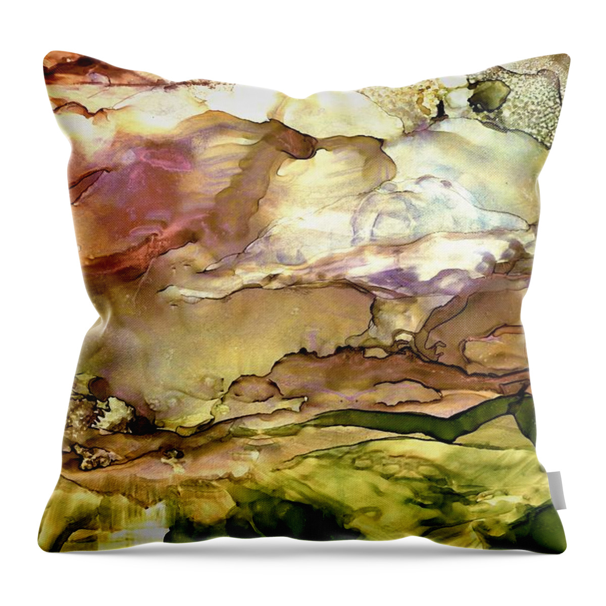 Sunrise Throw Pillow featuring the painting Valle Vidal by Angela Marinari
