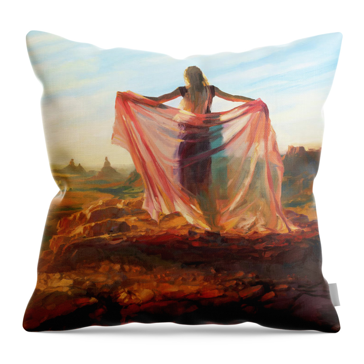 Southwest Throw Pillow featuring the painting Valley of the Goddess by Steve Henderson