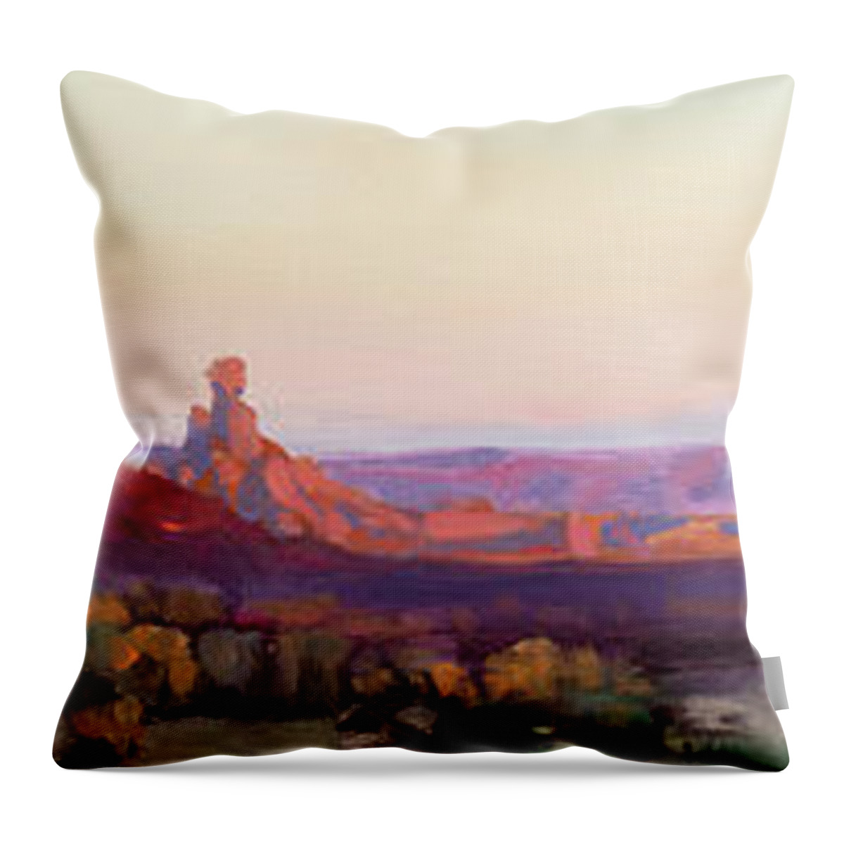 Landscape Throw Pillow featuring the painting Valley of the Gods by Steve Henderson