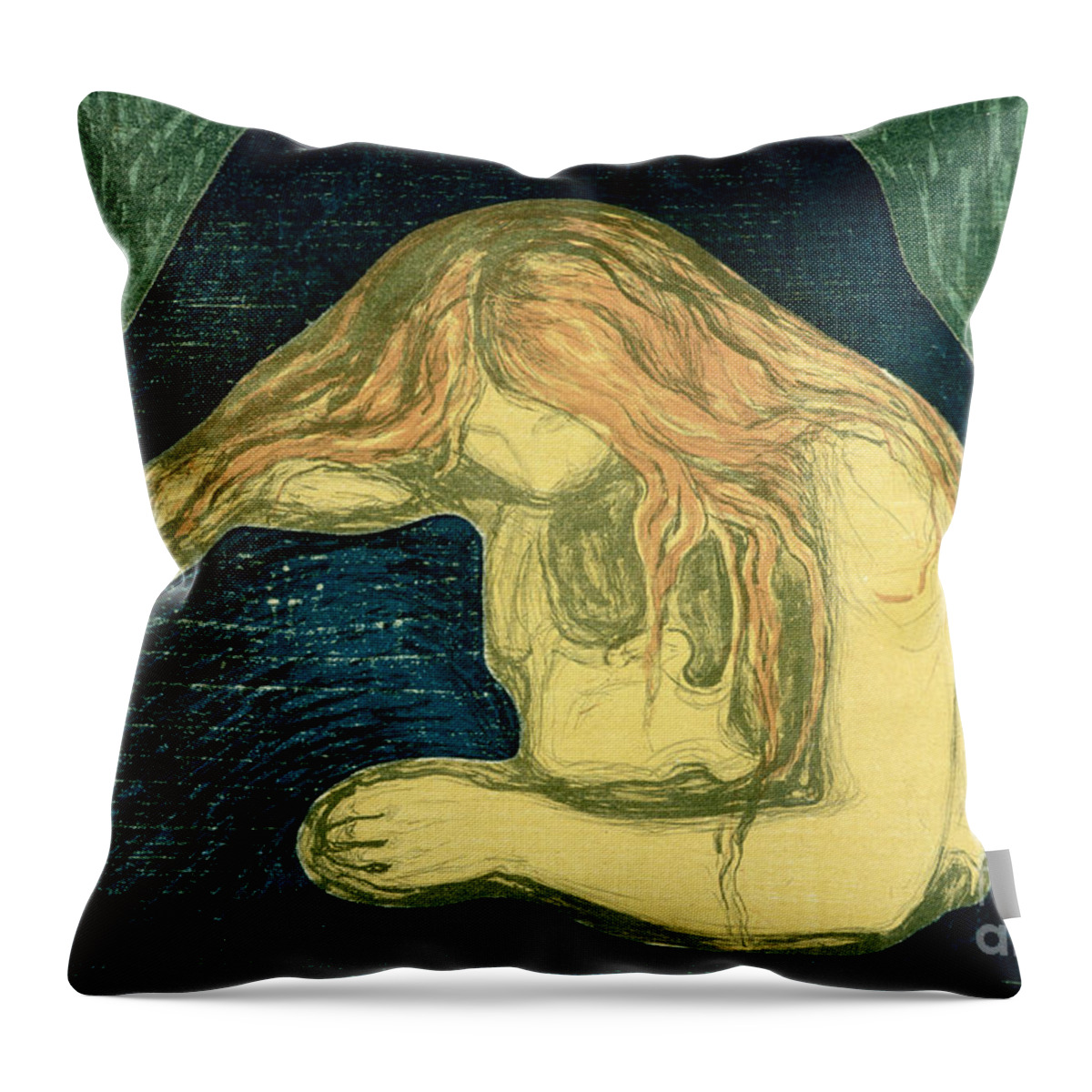 Love And Pain Throw Pillow featuring the painting Vampire, Munch, Edvard by Edvard Munch