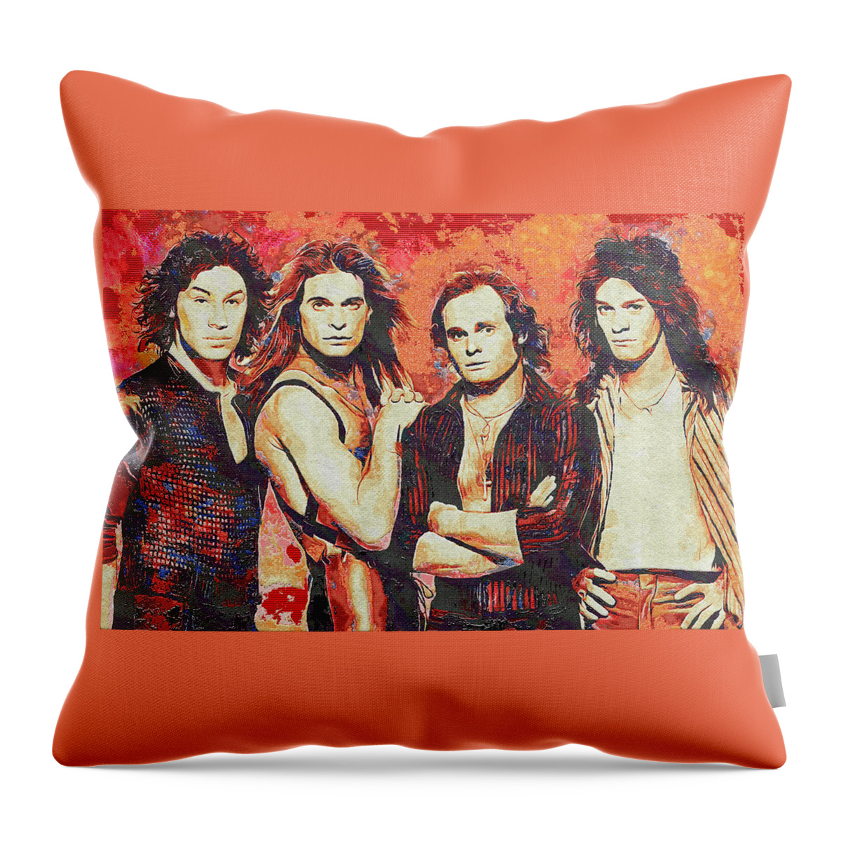 Van Halen Throw Pillow featuring the mixed media Van Halen Art And The Cradle Will Rock by The Rocker Chic