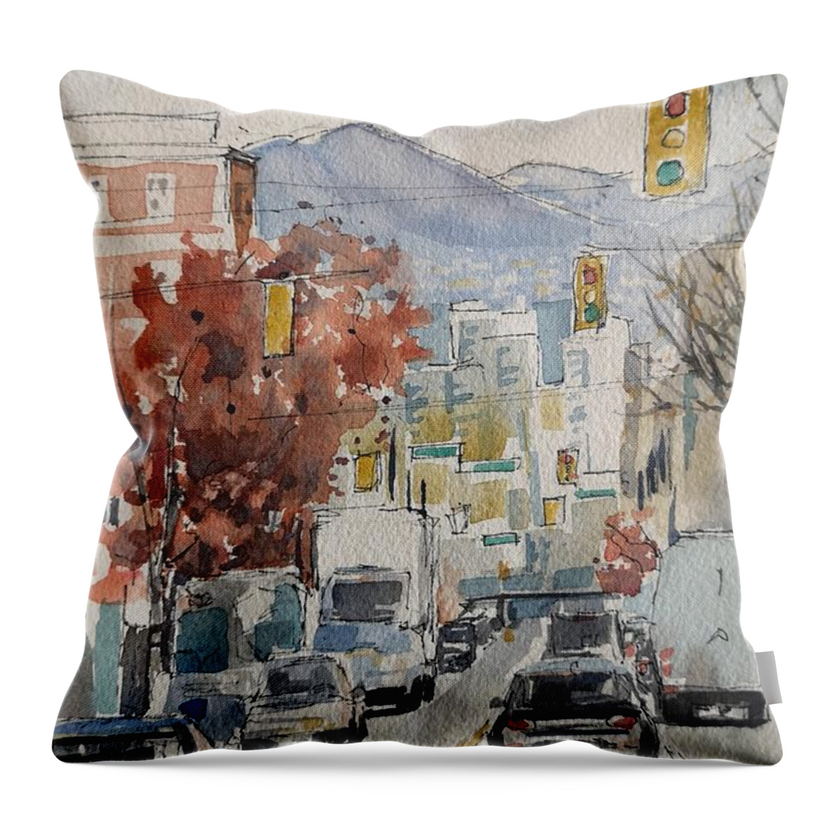 Cityscape Throw Pillow featuring the painting Vancouver by Sheila Romard