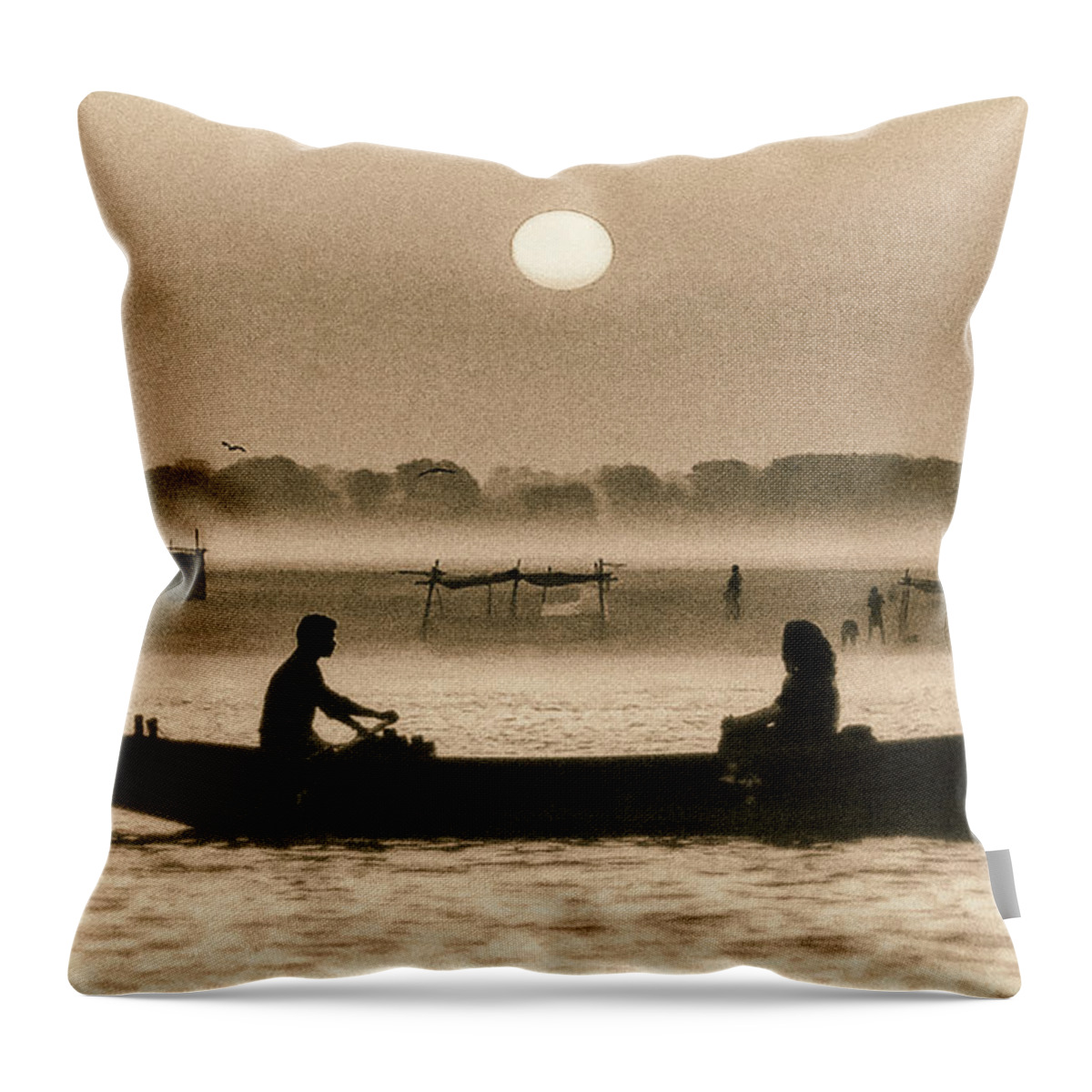 Photography Throw Pillow featuring the photograph Varanasi Boat Ride by Craig Boehman