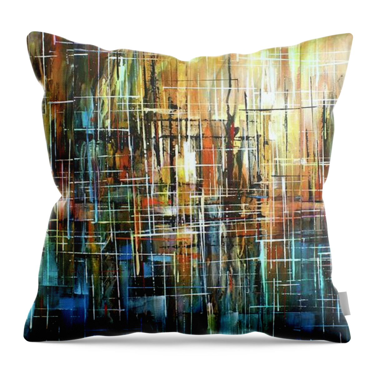  Throw Pillow featuring the painting Veil of deceit by Michael Lang