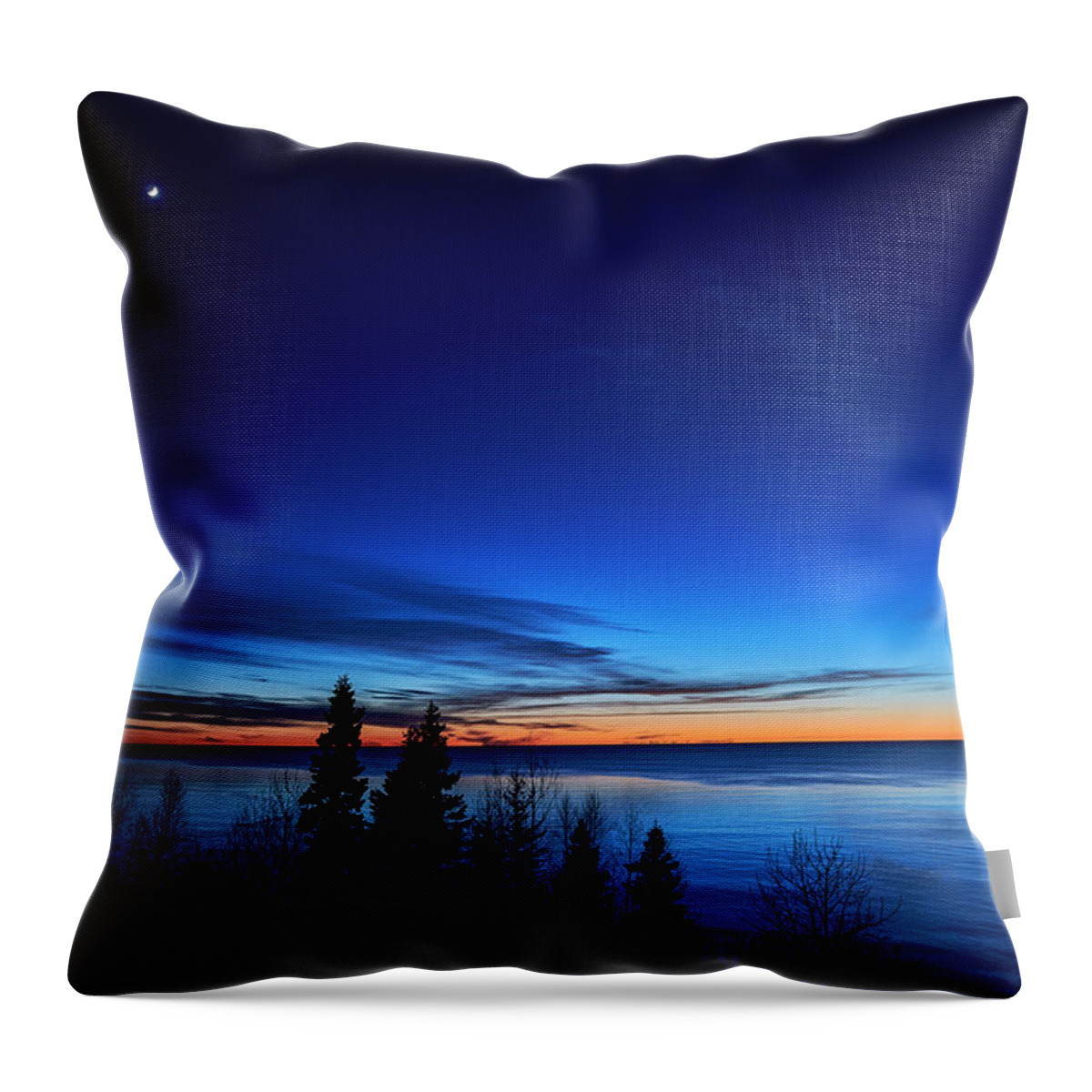 Environment Water Shore Frozen Blue Colorful Wilderness Sunset Light Shoreline Rocky Scenic Ice Cold Terrain Icy Vibrant Natural Close Up Canada Throw Pillow featuring the photograph Velvet Horizons by Doug Gibbons